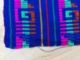 Pirámide Acrylic Fabric - Royal Blue Multicolor Geometric Pyramid Pattern, Horizontal Design, 30" Width (1 Yard)