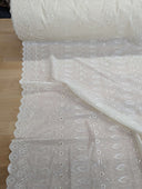 Cotton Eyelet Poly Cotton Fabric - Assorted Colors, Floral Eyelet Embroidery, Scalloped Borders, 44/45" Width (1 Yard)