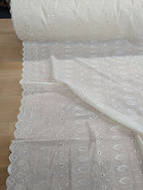 Cotton Eyelet Poly Cotton Fabric - Assorted Colors, Floral Eyelet Embroidery, Scalloped Borders, 44/45" Width (1 Yard)