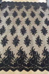 Bridal Lace Polyester Lace Fabric - 8 Colors, Floral Corded Embroidery, 50-51" Width (1 Yard)
