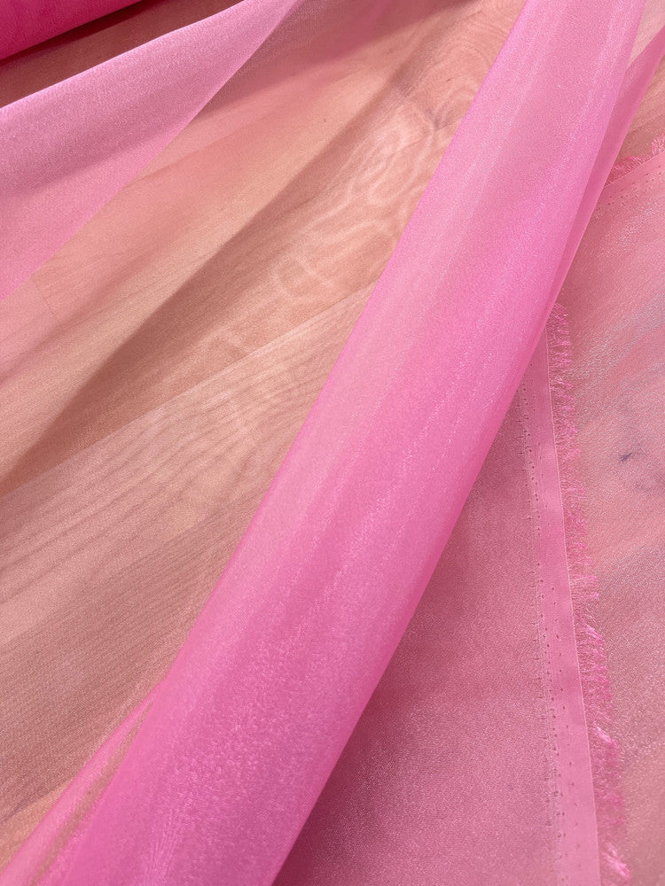 Crystal Organza Polyester Fabric - Bubblegum Pink, 58/59" Width (1 Yard)