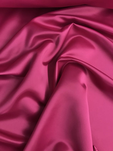 Peau De Soie Dull Satin Polyester Fabric - Fuchsia Matte Finish, 58/59" Width (1 Yard)