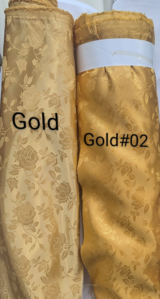 Satin Brocade Polyester Fabric - Multiple Colors, Floral Jacquard, 58/59" Width (1 Yard)