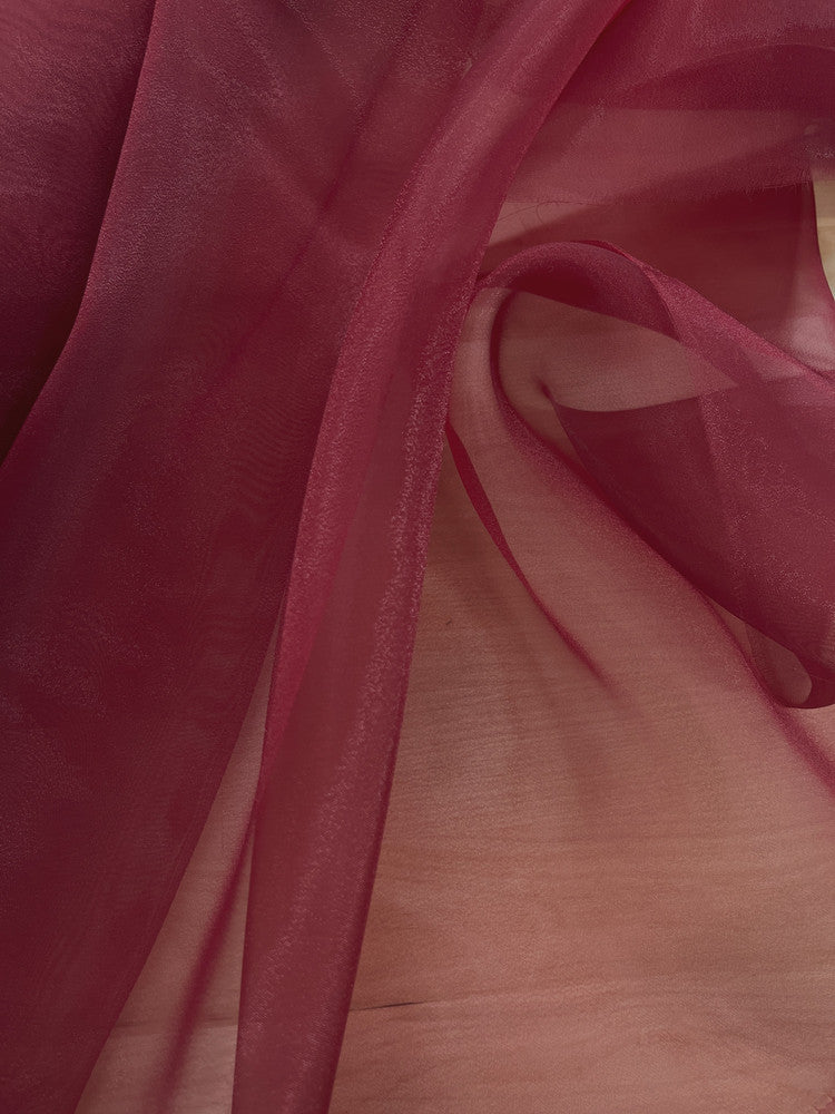Crystal Organza Polyester Fabric - Maroon, 58/59" Width (1 Yard)