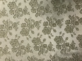 Gray Metallic Rose Polyester Brocade Fabric - Black/Gold Metallic Outline, 58/59" Width (1 Yard)