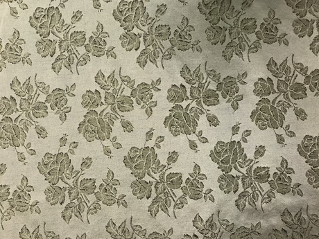 Gray Metallic Rose Polyester Brocade Fabric - Black/Gold Metallic Outline, 58/59" Width (1 Yard)