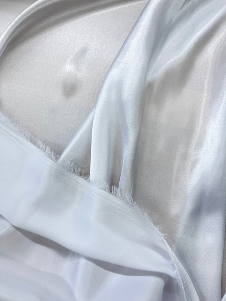 Charmeuse Polyester Fabric - White, Satin Finish, 58/59" Width (1 Yard)
