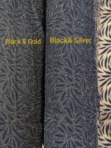 Black Velvet Flocking Lace Polyester Lace Fabric - Glitter Accent, Stretch Mesh, 59/60" Width (1 Yard)