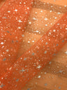 Foil Star Polyester Organza Fabric - Multiple Colors, Silver Foil Stars, 58/59" Width (1 Yard)