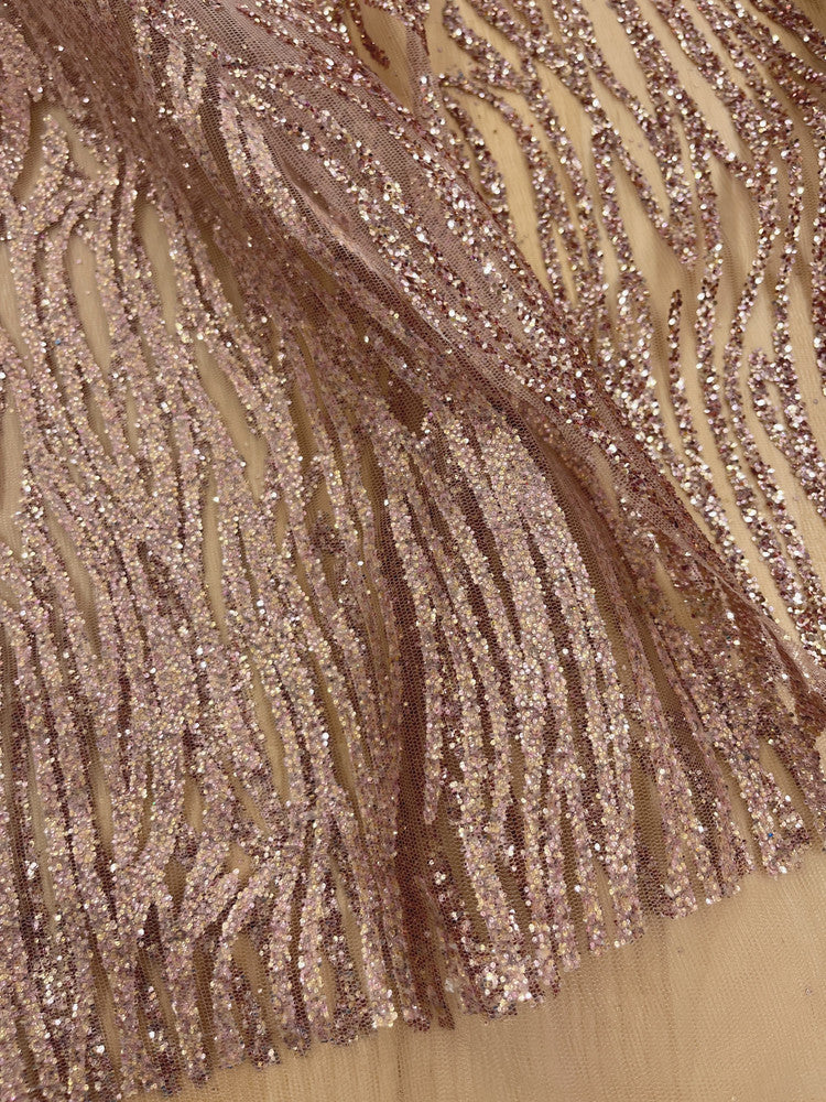 Glitter Lace Polyester Fabric - Sparkly Sheer Mesh, 59/60" Width (1 Yard)