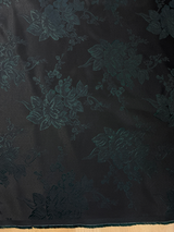 Flower Brocade Polyester Fabric - Black/Hunter Green Floral Jacquard, 58/59" Width (1 Yard)