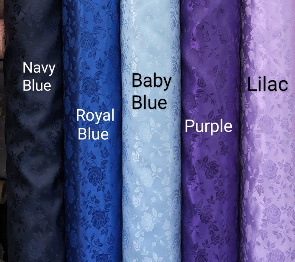Satin Brocade Polyester Fabric - Multiple Colors, Floral Jacquard, 58/59" Width (1 Yard)