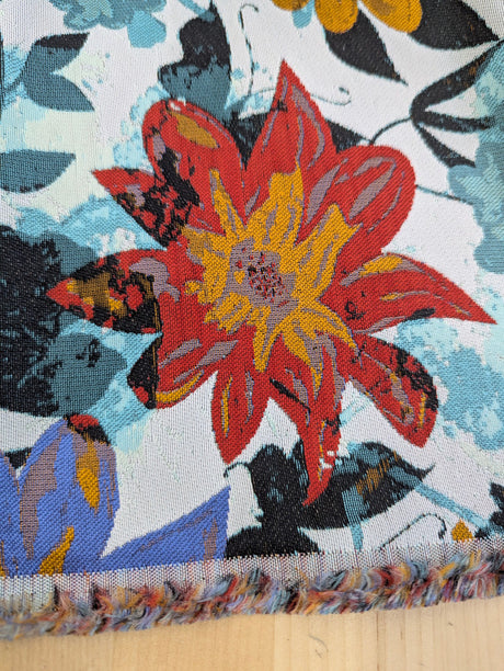 Matte Jacquard With Flowers Polyester Jacquard Fabric - Floral Pattern, Matte Finish, 58/59" Width (1 Yard)