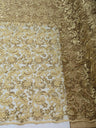 All Over Flowers With Sequins Polyester Lace Fabric - Multiple Colors, Floral Mesh With Metallic Thread, 50" Width (1 Yard)