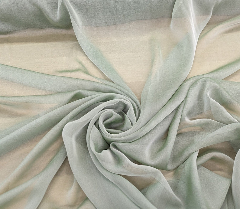 Two Tone Chiffon Polyester Fabric - Sage Green, 58/59" Width (1 Yard)