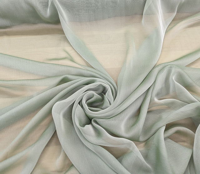 Two Tone Chiffon Polyester Fabric - Sage Green, 58/59" Width (1 Yard)