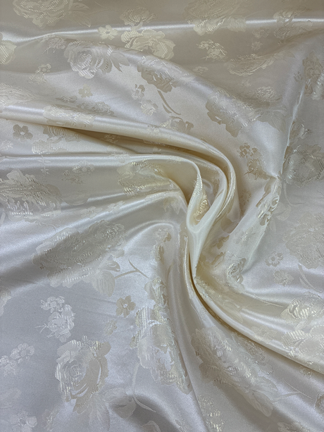 Flower Jacquard Brocade Polyester Fabric - Floral Pattern, 58/59" Width, 5 Colors (1 Yard)