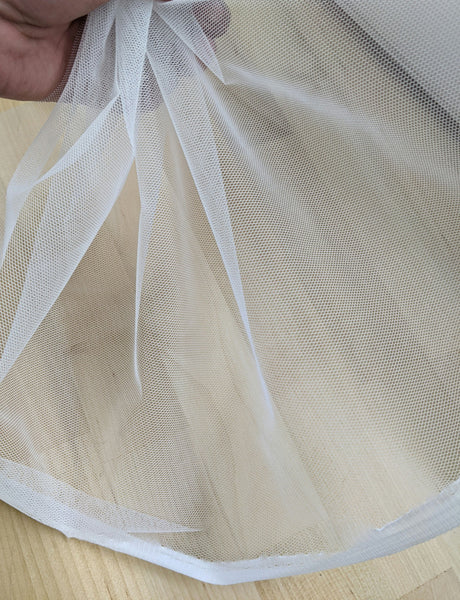 Hard Net Tulle Polyester Fabric - White, 58/59" Width, Medium Stiffness (1 Yard)