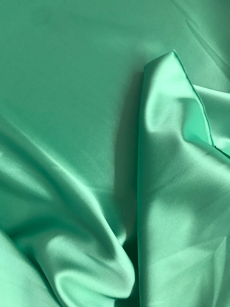 Stretch Charmeuse Polyester Spandex Fabric - Jade Green, 58/59" Width (1 Yard)
