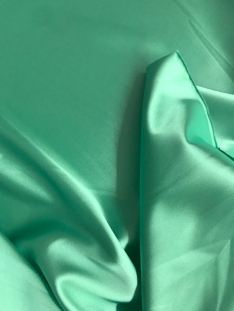 Stretch Charmeuse Polyester Spandex Fabric - Jade Green, 58/59" Width (1 Yard)
