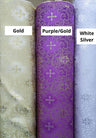 Small Metallic Cross Polyester Brocade Fabric - Multiple Colors, Small Metallic Cross Pattern, 58-59" Width (1 Yard)