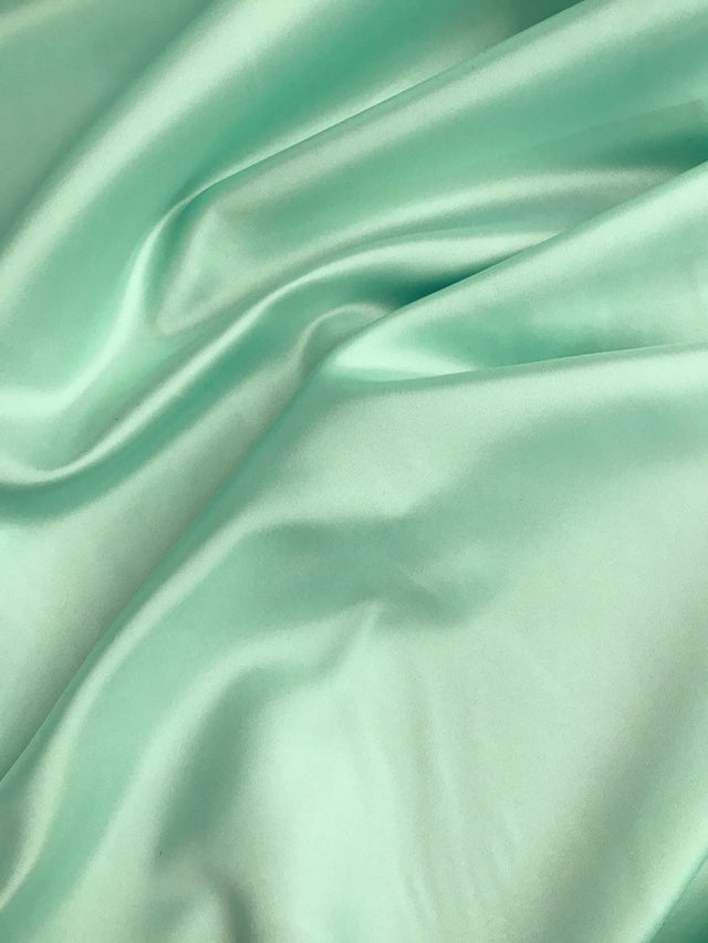 Dull Satin (Peau De Soie) Polyester Fabric - Aquamarine, Matte Finish, 58-59" Width (1 Yard)