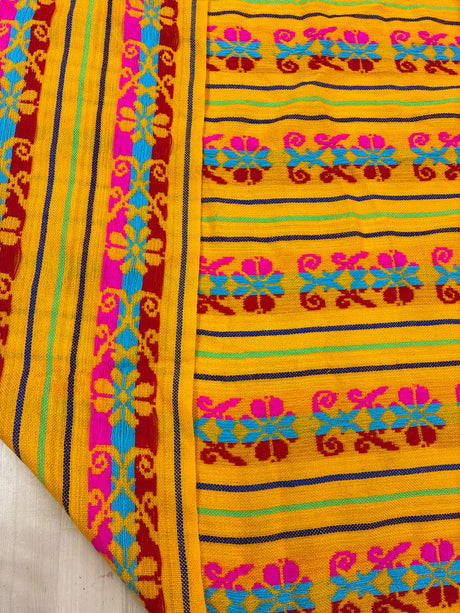 Ramo Amarillo Acrylic Fabric - Yellow Multicolor Horizontal Design, 30" Width (1 Yard)