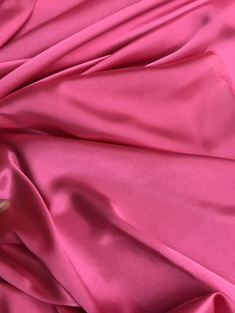 Charmeuse Polyester Fabric - Hot Pink, 58-59" Width (1 Yard)