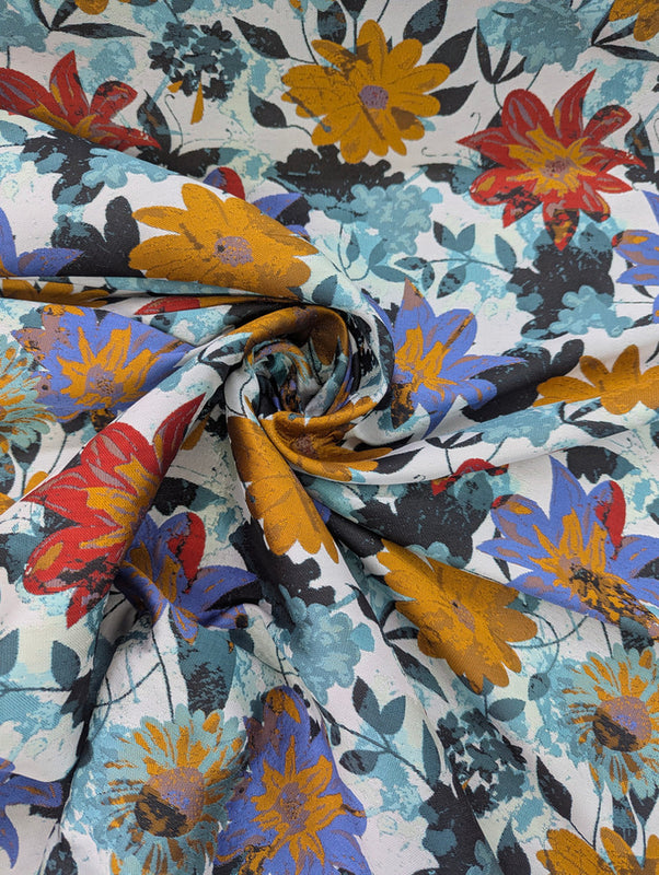 Matte Jacquard With Flowers Polyester Jacquard Fabric - Floral Pattern, Matte Finish, 58/59" Width (1 Yard)