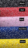 Bandana Poly Cotton Fabric - Paisley Bandana Print, Black, Red, Pink, Royal Blue, Yellow, 59/60" Width (1 Yard)