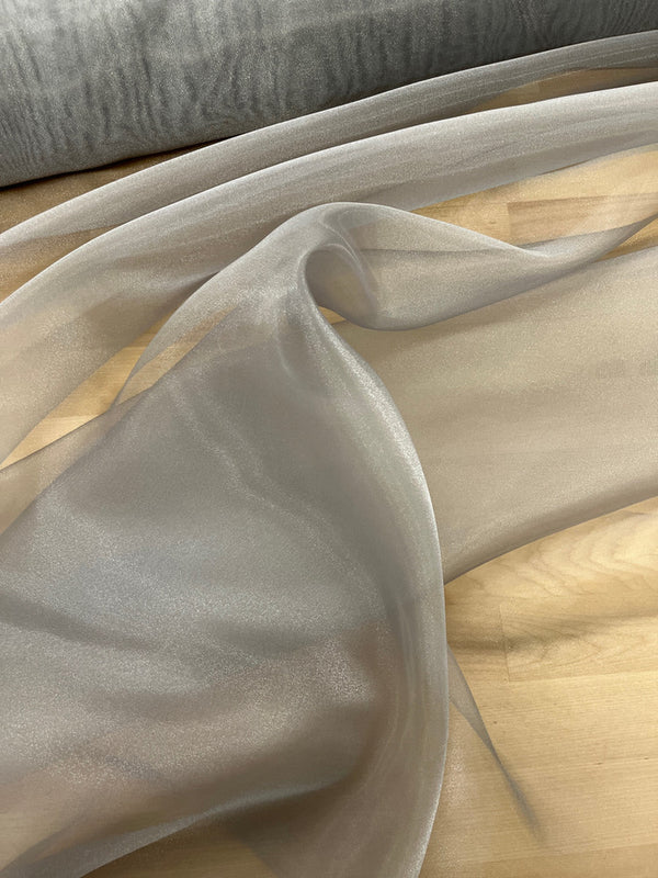 Crystal Organza Polyester Fabric - Gray Sheer, 58/59" Width (1 Yard)