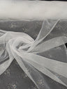 Dew Drop Sparkle Organza Polyester Fabric - White, Ice Pink Iridescent Dewdrop Pattern, 58-59" Width (1 Yard)