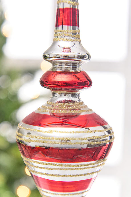 12" - 12.5" Red Glass Finial Ornament