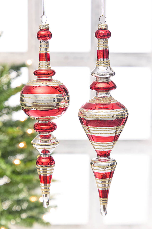 12" - 12.5" Red Glass Finial Ornament