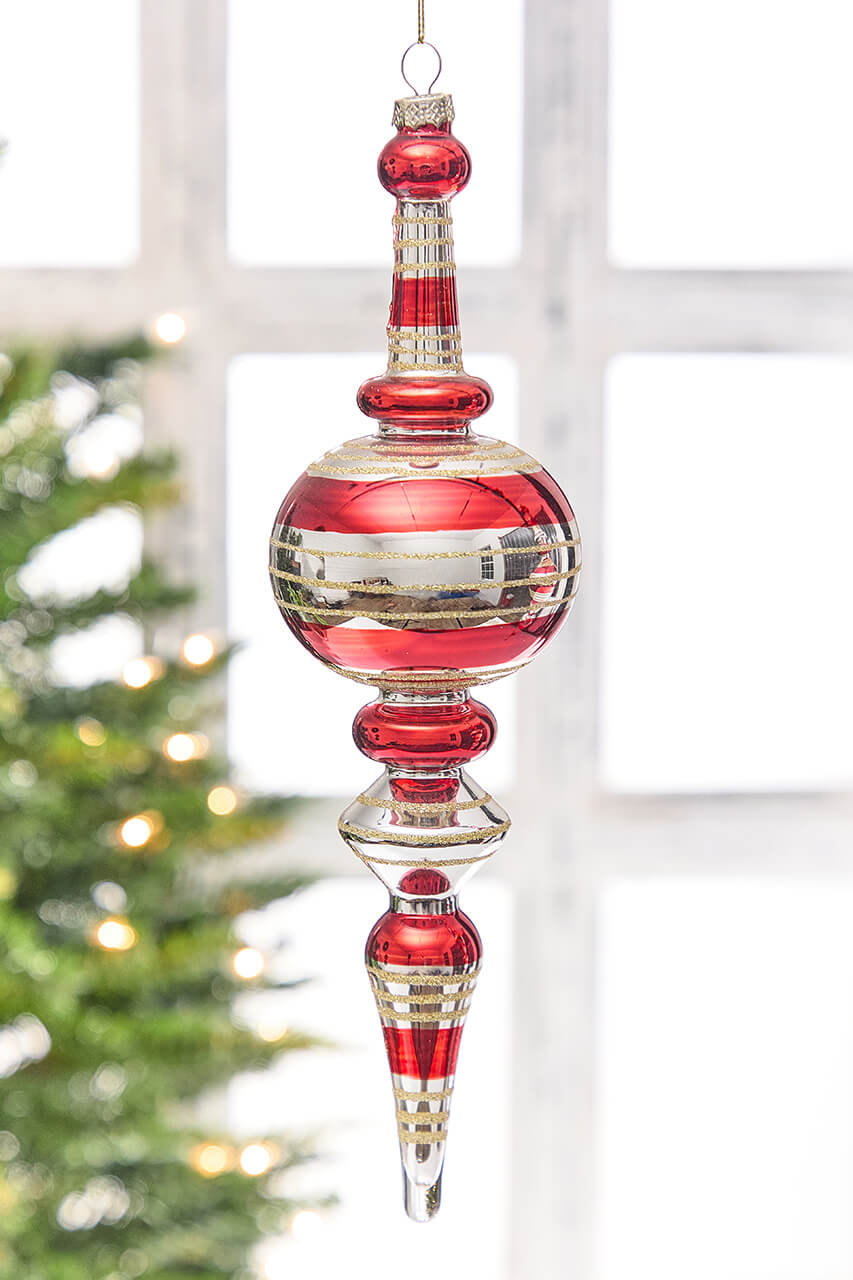 12" - 12.5" Red Glass Finial Ornament