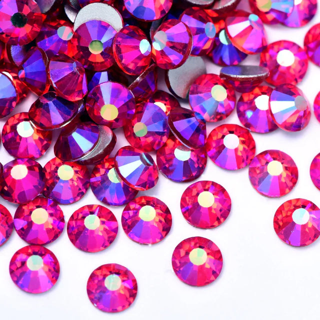 Hot Fix Rhinestones Fuchsia Fabric - Fuchsia Loose Rhinestones, SS6/2MM To SS30/6MM (Small Bag)