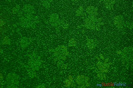 Embossed Floral Lurex Polyester Fabric - Metallic Embossed Floral Texture, 54" Width, 3 Colors (1 Yard)