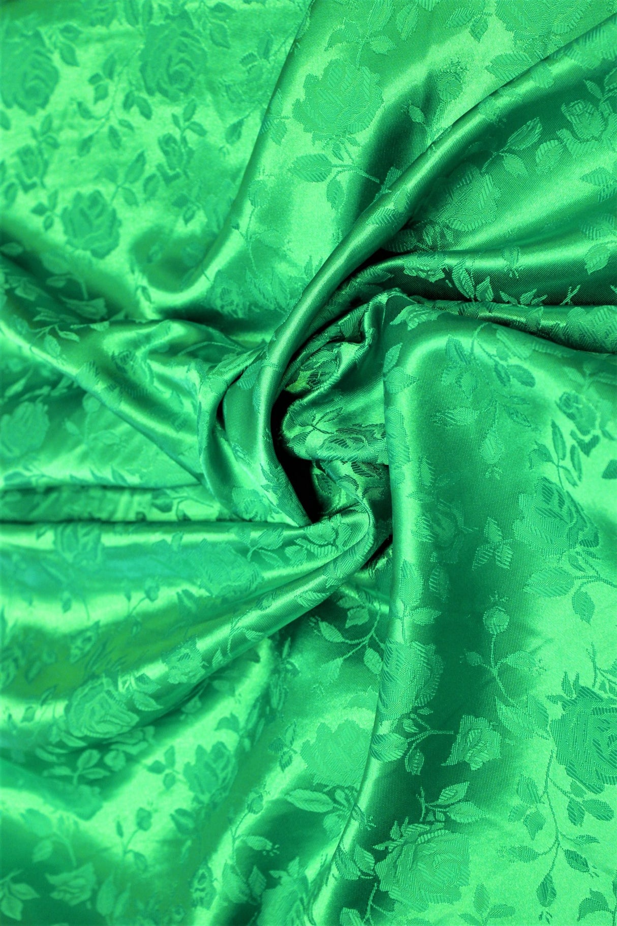 Kelly Green Jacquard Satin Fabric - Kelly Green, Reversible, 58"-60" Width (1 Yard)