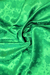 Kelly Green Jacquard Satin Fabric - Kelly Green, Reversible, 58"-60" Width (1 Yard)