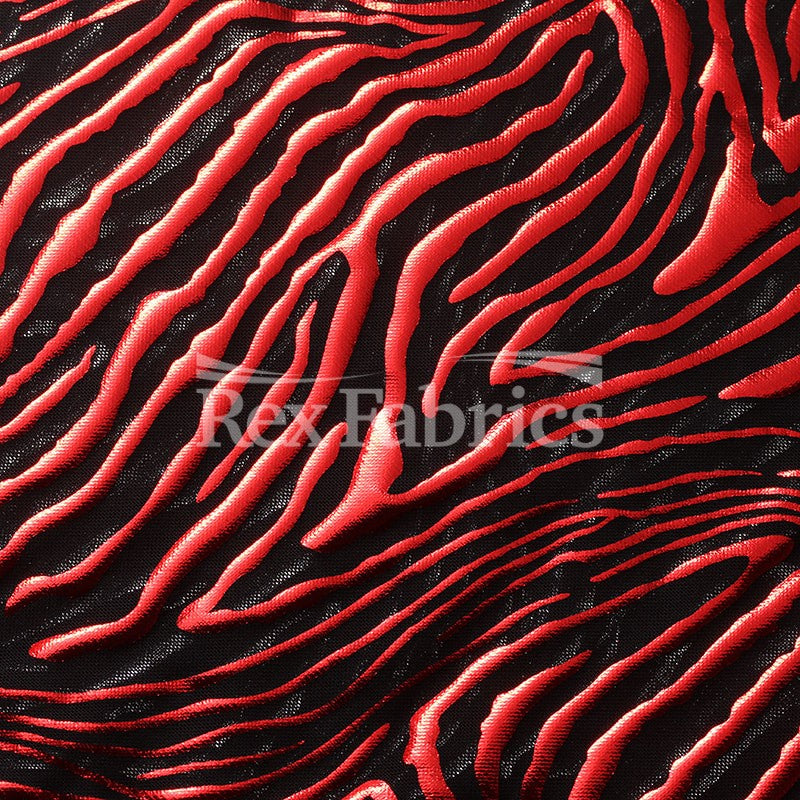 Flame Foil Mesh Nylon Spandex Fabric - Silver Black, Black Gold, Red Black, Black Black Jaguar Pattern, 58-60" Width, 4-Way Stretch (1 Yard)