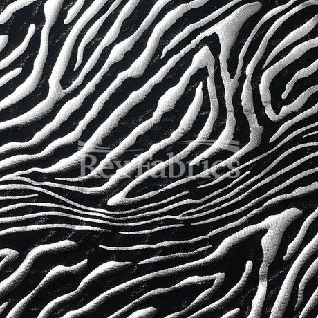 Flame Foil Mesh Nylon Spandex Fabric - Silver Black, Black Gold, Red Black, Black Black Jaguar Pattern, 58-60" Width, 4-Way Stretch (1 Yard)