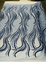 Flame Sequin Polyester Fabric - Flame Sequin Embroidered Mesh, 54" Width (1 Yard)