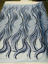Flame Sequin Polyester Fabric - Flame Sequin Embroidered Mesh, 54" Width (1 Yard)