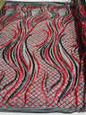 Flame Sequin Polyester Fabric - Flame Sequin Embroidered Mesh, 54" Width (1 Yard)