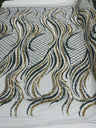 Flame Sequin Polyester Fabric - Flame Sequin Embroidered Mesh, 54" Width (1 Yard)
