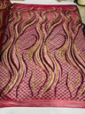 Flame Sequin Polyester Fabric - Flame Sequin Embroidered Mesh, 54" Width (1 Yard)