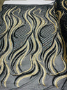 Flame Sequin Polyester Fabric - Flame Sequin Embroidered Mesh, 54" Width (1 Yard)