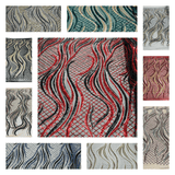 Flame Sequin Polyester Fabric - Flame Sequin Embroidered Mesh, 54" Width (1 Yard)