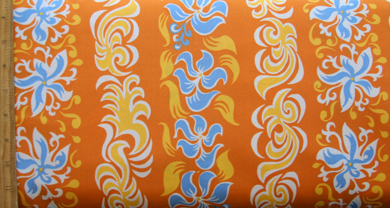 Microfiber Boardshort Fabric Flame and Floral Vertical Stripe