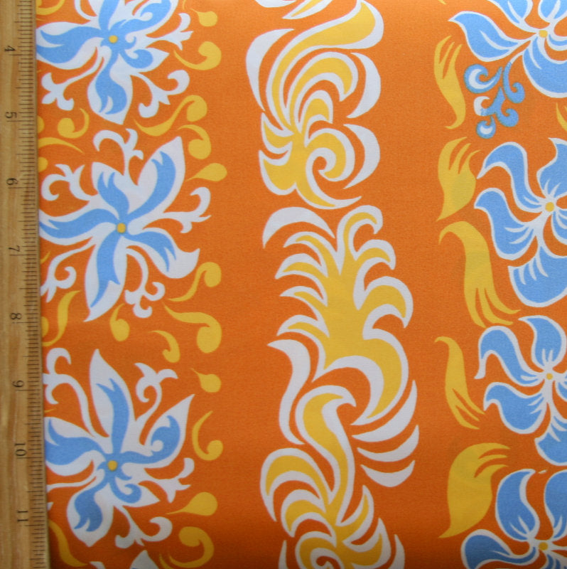 Microfiber Boardshort Fabric Flame and Floral Vertical Stripe